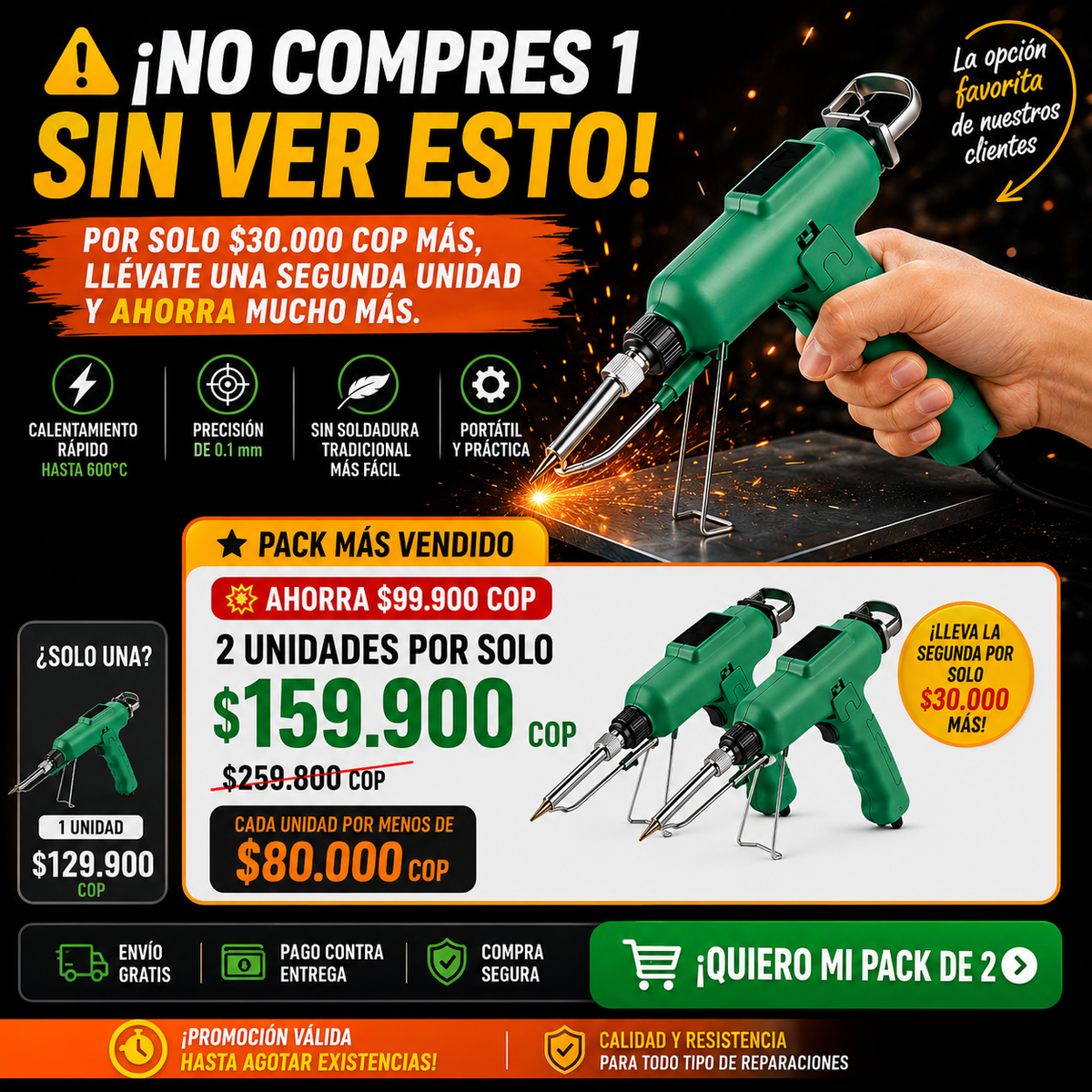 🔥 LIQUIDACIÓN DE STOCK PROMO: Pistola de Soldadura Profesional